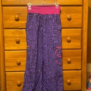 Vintage Zumba Fitness Cargo Pants Nylon Purple Pink RARE